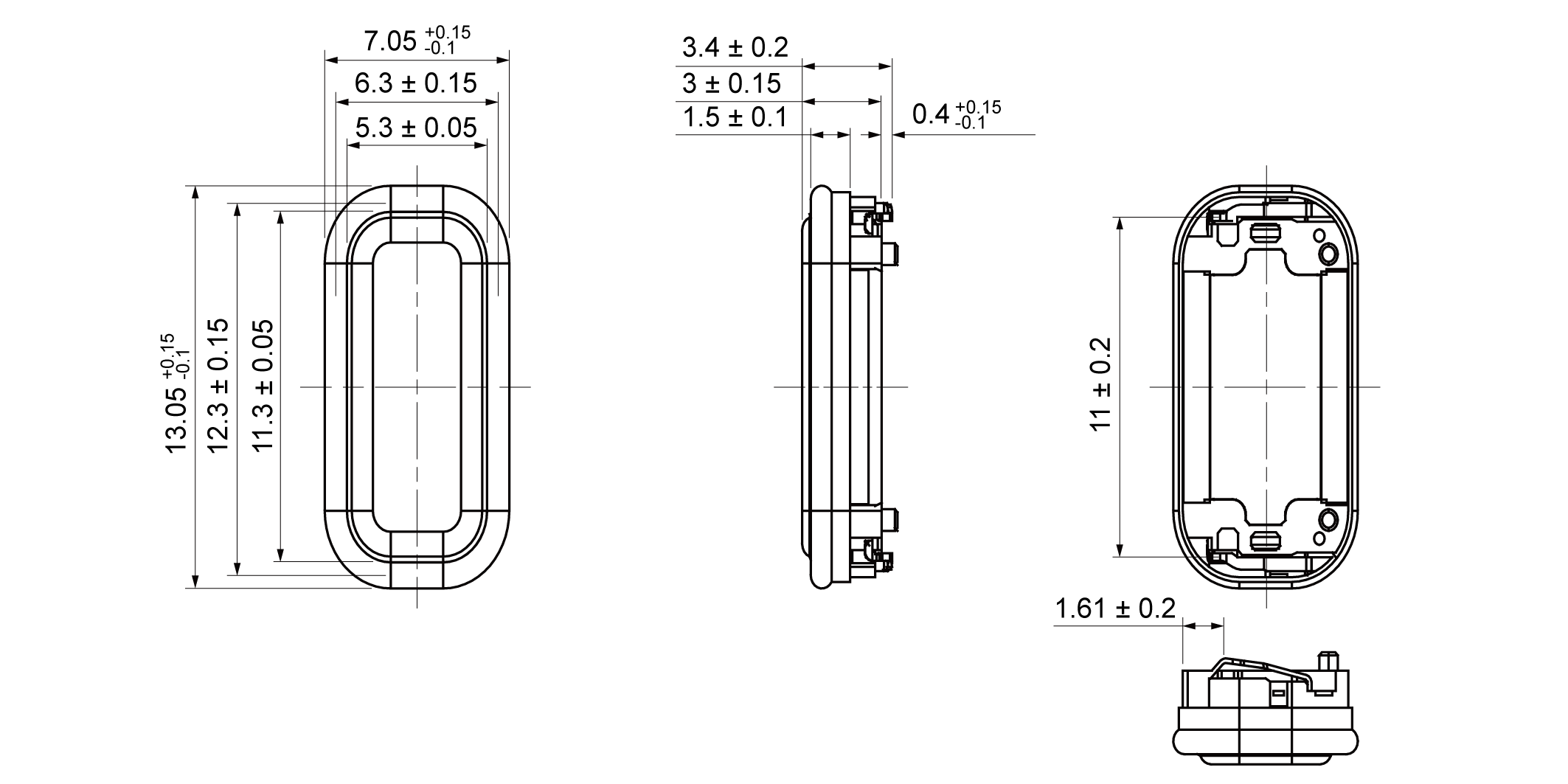 OSR1307V-3.4T0.5W7A-R Mechanical Drawing